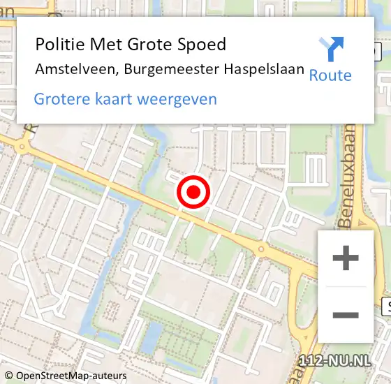 Locatie op kaart van de 112 melding: Politie Met Grote Spoed Naar Amstelveen, Burgemeester Haspelslaan op 11 augustus 2022 15:19