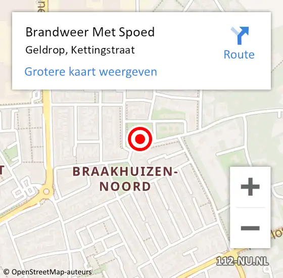 Locatie op kaart van de 112 melding: Brandweer Met Spoed Naar Geldrop, Kettingstraat op 11 augustus 2022 15:32