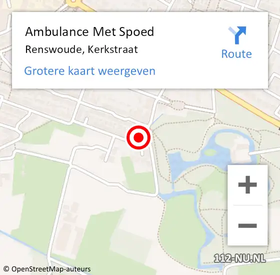 Locatie op kaart van de 112 melding: Ambulance Met Spoed Naar Renswoude, Kerkstraat op 11 augustus 2022 15:40