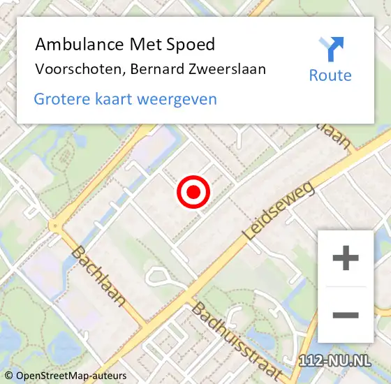 Locatie op kaart van de 112 melding: Ambulance Met Spoed Naar Voorschoten, Bernard Zweerslaan op 26 juli 2014 00:39