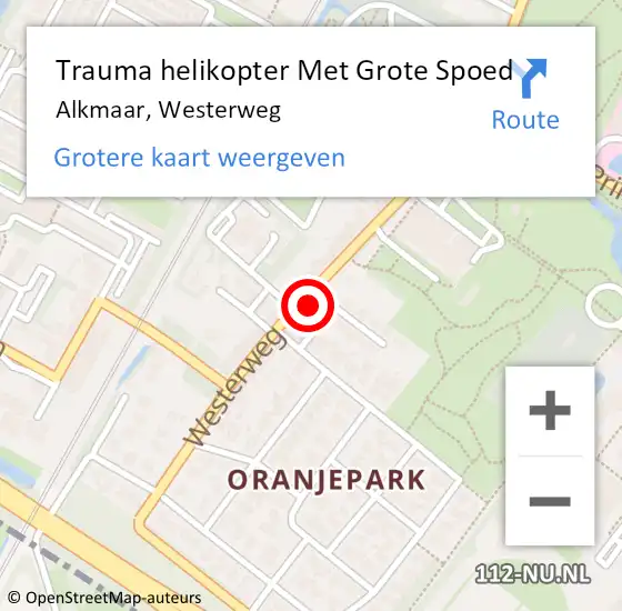 Locatie op kaart van de 112 melding: Trauma helikopter Met Grote Spoed Naar Alkmaar, Westerweg op 11 augustus 2022 15:48