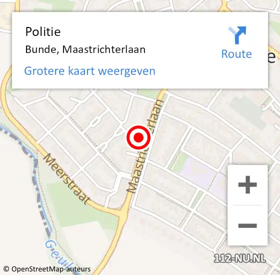 Locatie op kaart van de 112 melding: Politie Bunde, Maastrichterlaan op 11 augustus 2022 15:51