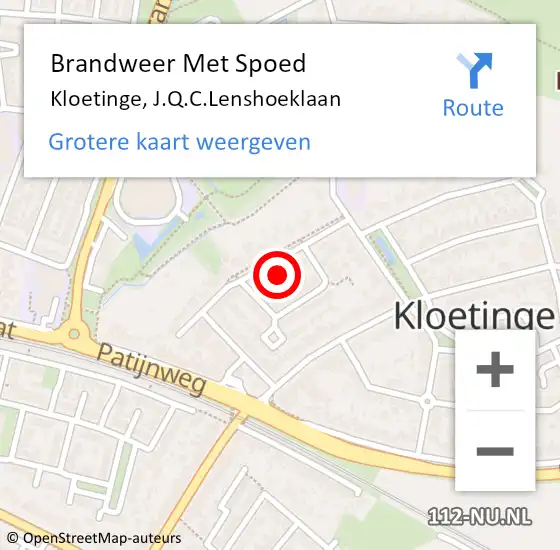 Locatie op kaart van de 112 melding: Brandweer Met Spoed Naar Kloetinge, J.Q.C.Lenshoeklaan op 11 augustus 2022 16:00