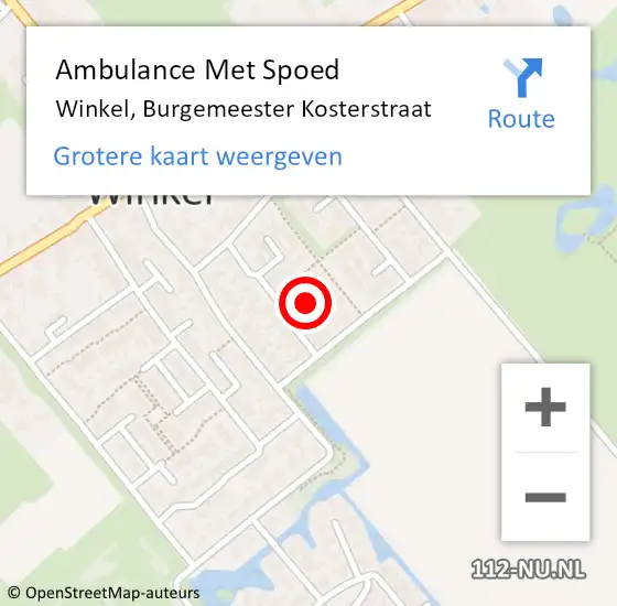 Locatie op kaart van de 112 melding: Ambulance Met Spoed Naar Winkel, Burgemeester Kosterstraat op 11 augustus 2022 16:05