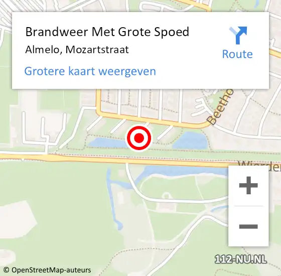 Locatie op kaart van de 112 melding: Brandweer Met Grote Spoed Naar Almelo, Mozartstraat op 11 augustus 2022 16:39