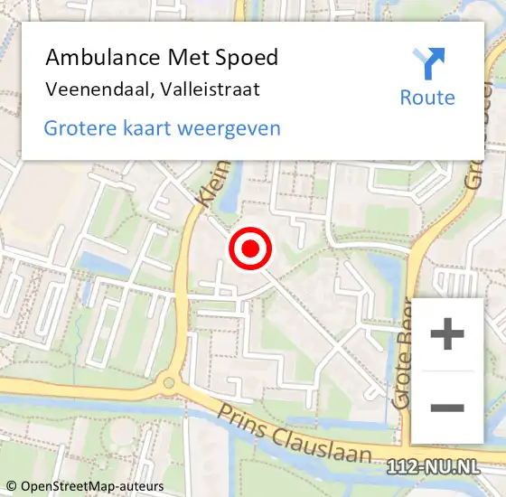 Locatie op kaart van de 112 melding: Ambulance Met Spoed Naar Veenendaal, Valleistraat op 11 augustus 2022 16:40