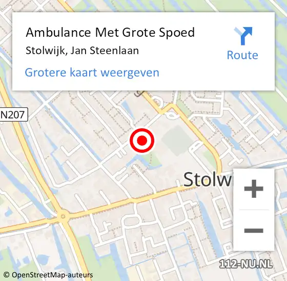 Locatie op kaart van de 112 melding: Ambulance Met Grote Spoed Naar Stolwijk, Jan Steenlaan op 11 augustus 2022 16:53