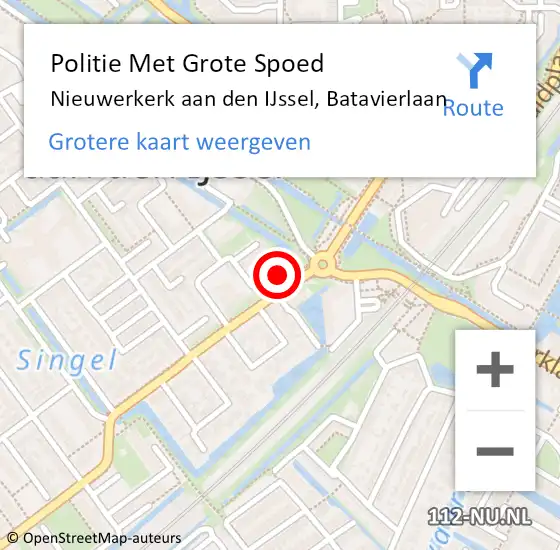 Locatie op kaart van de 112 melding: Politie Met Grote Spoed Naar Nieuwerkerk aan den IJssel, Batavierlaan op 11 augustus 2022 17:22