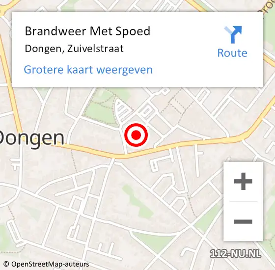 Locatie op kaart van de 112 melding: Brandweer Met Spoed Naar Dongen, Zuivelstraat op 26 juli 2014 01:10