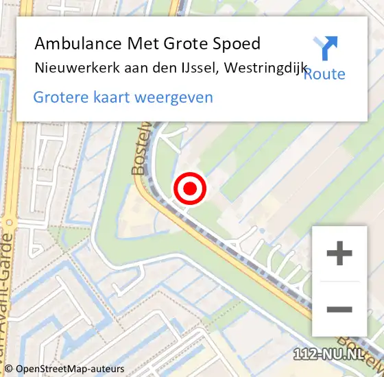 Locatie op kaart van de 112 melding: Ambulance Met Grote Spoed Naar Nieuwerkerk aan den IJssel, Westringdijk op 11 augustus 2022 17:33