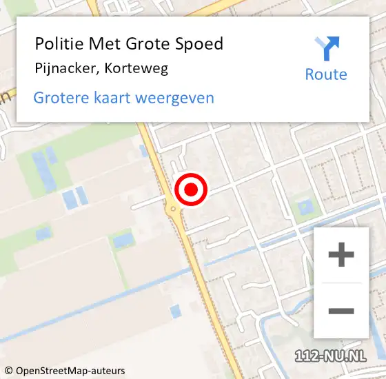 Locatie op kaart van de 112 melding: Politie Met Grote Spoed Naar Pijnacker, Korteweg op 11 augustus 2022 17:42