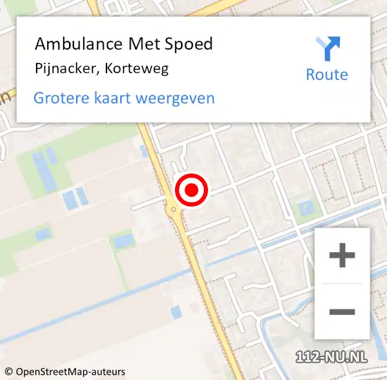 Locatie op kaart van de 112 melding: Ambulance Met Spoed Naar Pijnacker, Korteweg op 11 augustus 2022 17:43
