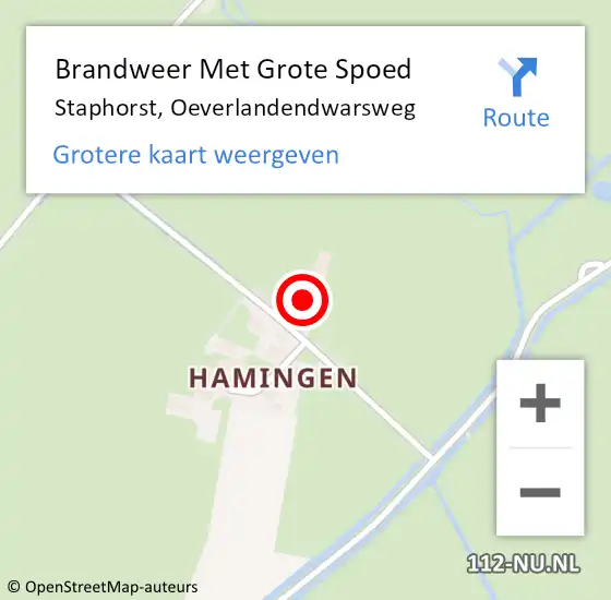 Locatie op kaart van de 112 melding: Brandweer Met Grote Spoed Naar Staphorst, Oeverlandendwarsweg op 11 augustus 2022 17:45