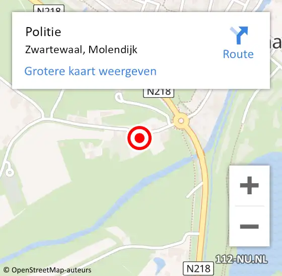 Locatie op kaart van de 112 melding: Politie Zwartewaal, Molendijk op 11 augustus 2022 17:52