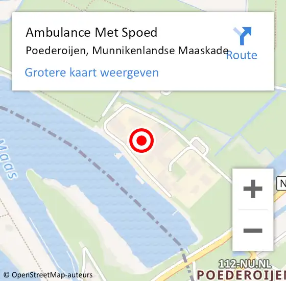 Locatie op kaart van de 112 melding: Ambulance Met Spoed Naar Poederoijen, Munnikenlandse Maaskade op 11 augustus 2022 18:13