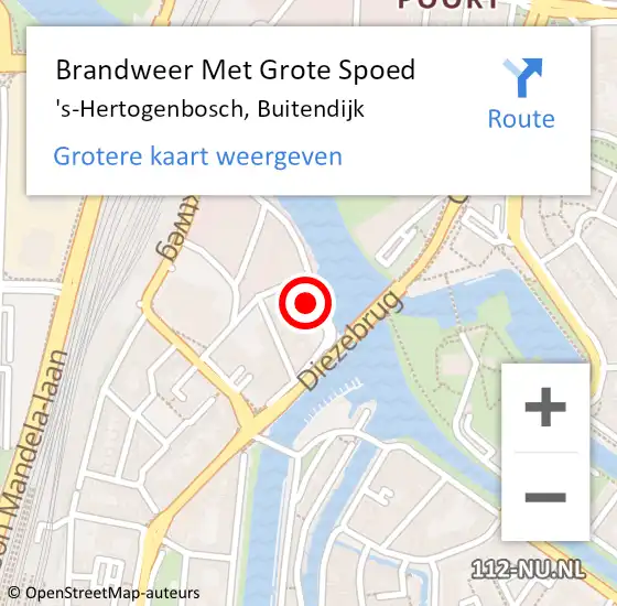 Locatie op kaart van de 112 melding: Brandweer Met Grote Spoed Naar 's-Hertogenbosch, Buitendijk op 11 augustus 2022 18:18