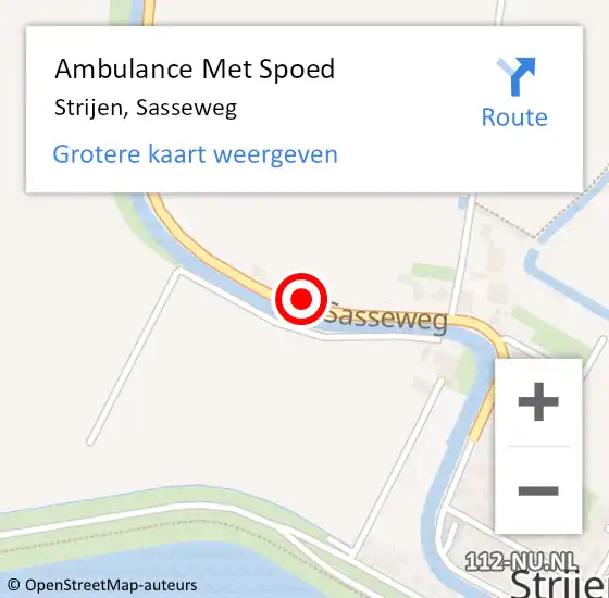 Locatie op kaart van de 112 melding: Ambulance Met Spoed Naar Strijen, Sasseweg op 11 augustus 2022 18:58