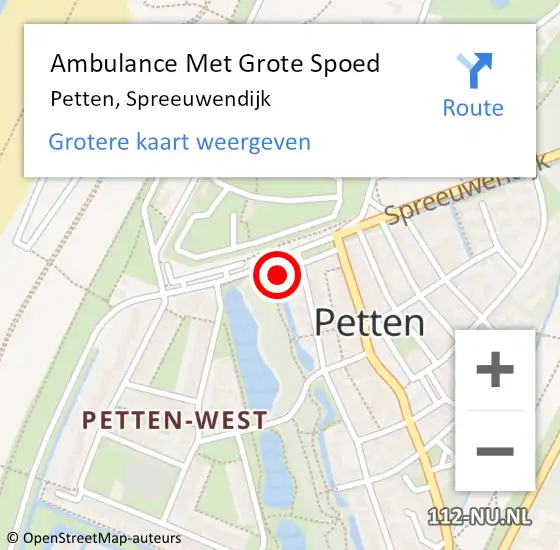 Locatie op kaart van de 112 melding: Ambulance Met Grote Spoed Naar Petten, Spreeuwendijk op 11 augustus 2022 19:01
