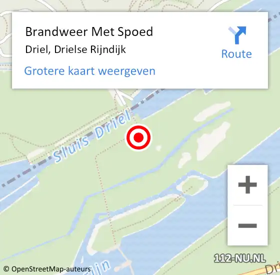 Locatie op kaart van de 112 melding: Brandweer Met Spoed Naar Driel, Drielse Rijndijk op 11 augustus 2022 19:04