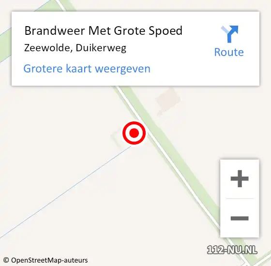 Locatie op kaart van de 112 melding: Brandweer Met Grote Spoed Naar Zeewolde, Duikerweg op 11 augustus 2022 19:08