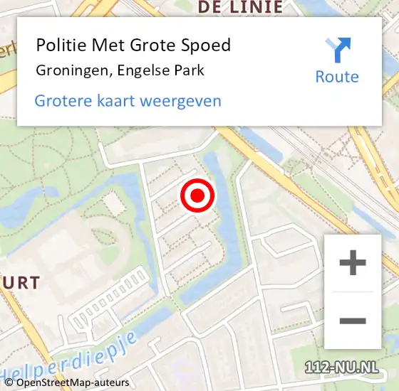 Locatie op kaart van de 112 melding: Politie Met Grote Spoed Naar Groningen, Engelse Park op 11 augustus 2022 19:50