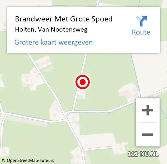 Locatie op kaart van de 112 melding: Brandweer Met Grote Spoed Naar Holten, Van Nootensweg op 11 augustus 2022 20:01