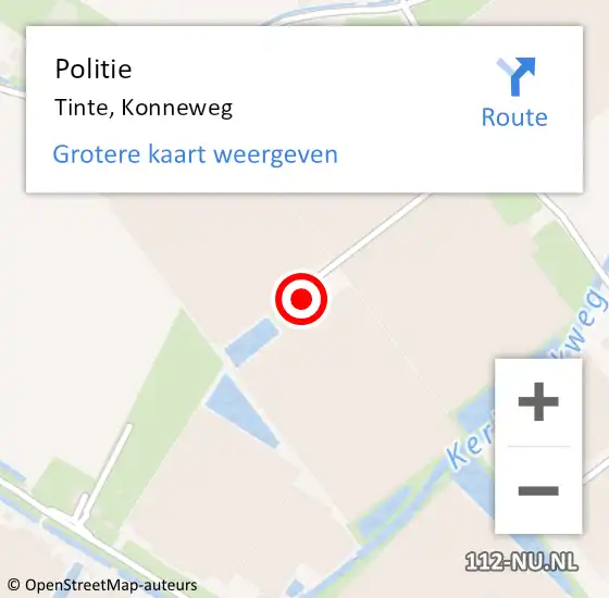 Locatie op kaart van de 112 melding: Politie Tinte, Konneweg op 11 augustus 2022 20:14