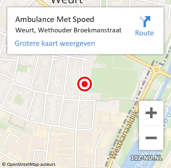 Locatie op kaart van de 112 melding: Ambulance Met Spoed Naar Weurt, Wethouder Broekmanstraat op 11 augustus 2022 20:41