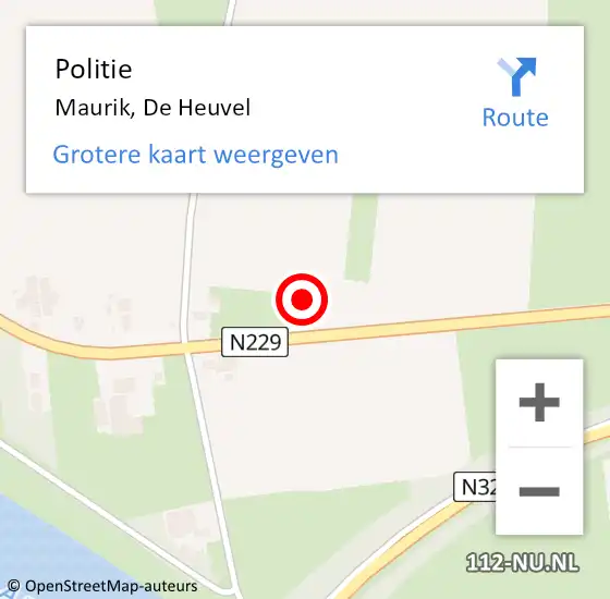 Locatie op kaart van de 112 melding: Politie Beusichem, De Heuvel op 11 augustus 2022 20:50