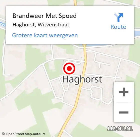 Locatie op kaart van de 112 melding: Brandweer Met Spoed Naar Haghorst, Witvenstraat op 11 augustus 2022 21:00