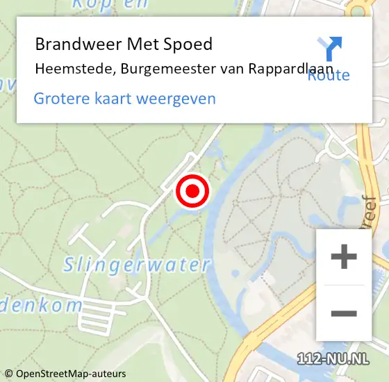 Locatie op kaart van de 112 melding: Brandweer Met Spoed Naar Heemstede, Burgemeester van Rappardlaan op 11 augustus 2022 21:28