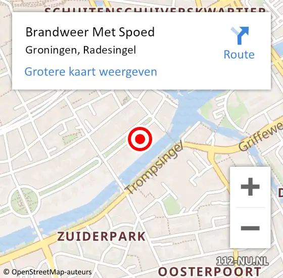 Locatie op kaart van de 112 melding: Brandweer Met Spoed Naar Groningen, Radesingel op 11 augustus 2022 21:52