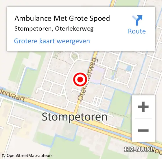 Locatie op kaart van de 112 melding: Ambulance Met Grote Spoed Naar Stompetoren, Oterlekerweg op 11 augustus 2022 21:59