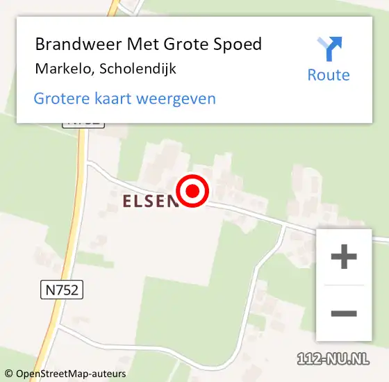 Locatie op kaart van de 112 melding: Brandweer Met Grote Spoed Naar Markelo, Scholendijk op 11 augustus 2022 22:04