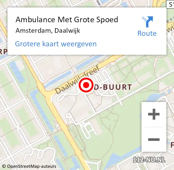 Locatie op kaart van de 112 melding: Ambulance Met Grote Spoed Naar Amsterdam-Zuidoost, Daalwijk op 11 augustus 2022 22:08