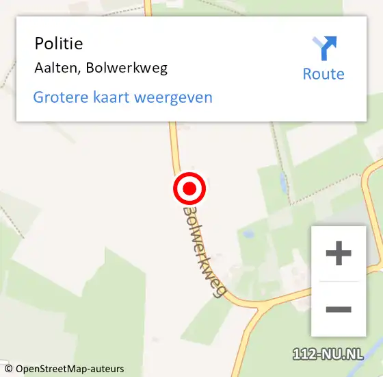 Locatie op kaart van de 112 melding: Politie Aalten, Bolwerkweg op 11 augustus 2022 22:11