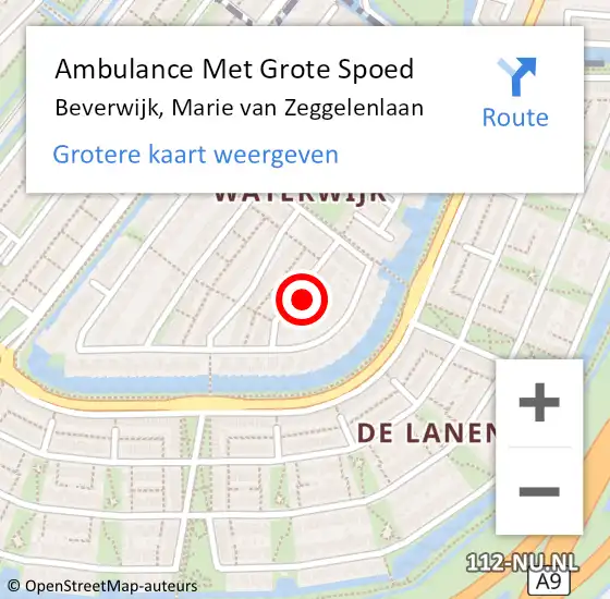 Locatie op kaart van de 112 melding: Ambulance Met Grote Spoed Naar Beverwijk, Marie van Zeggelenlaan op 11 augustus 2022 22:19