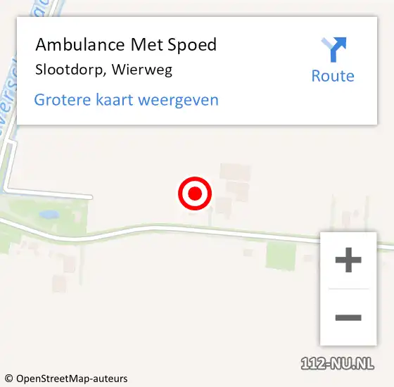 Locatie op kaart van de 112 melding: Ambulance Met Spoed Naar Slootdorp, Wierweg op 11 augustus 2022 22:20
