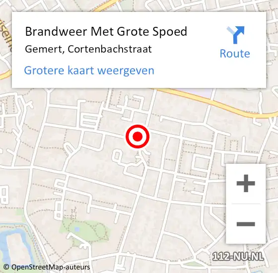 Locatie op kaart van de 112 melding: Brandweer Met Grote Spoed Naar Gemert, Cortenbachstraat op 11 augustus 2022 22:25