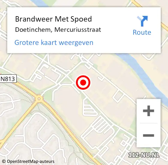 Locatie op kaart van de 112 melding: Brandweer Met Spoed Naar Doetinchem, Mercuriusstraat op 11 augustus 2022 22:27