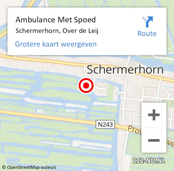 Locatie op kaart van de 112 melding: Ambulance Met Spoed Naar Schermerhorn, Over de Leij op 11 augustus 2022 22:54