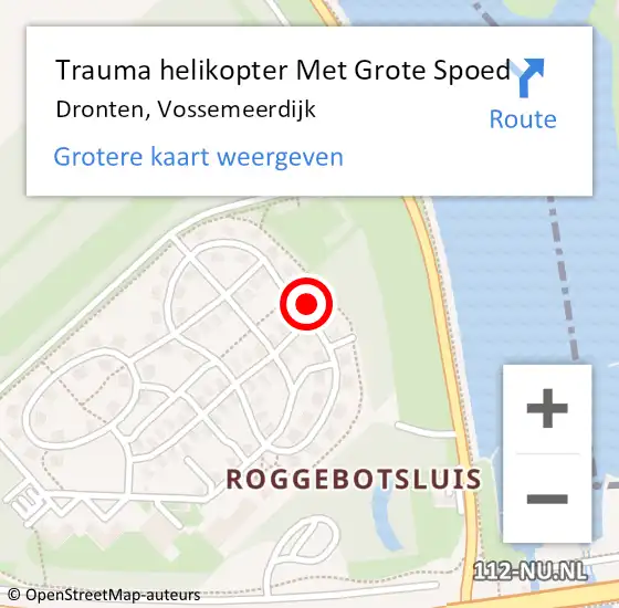 Locatie op kaart van de 112 melding: Trauma helikopter Met Grote Spoed Naar Dronten, Vossemeerdijk op 11 augustus 2022 23:30