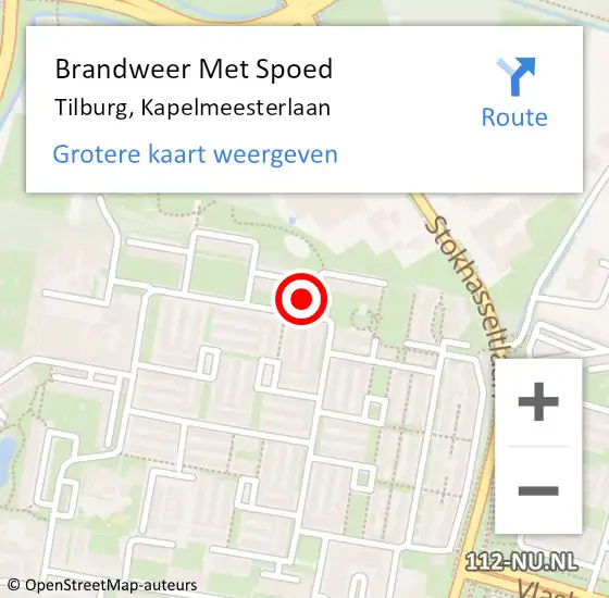 Locatie op kaart van de 112 melding: Brandweer Met Spoed Naar Tilburg, Kapelmeesterlaan op 11 augustus 2022 23:40