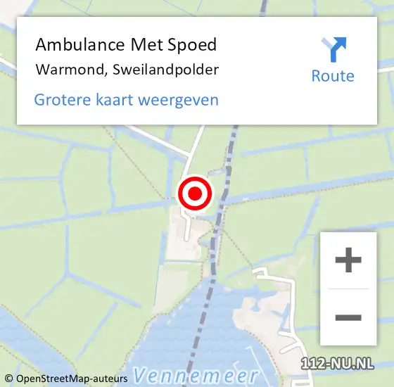 Locatie op kaart van de 112 melding: Ambulance Met Spoed Naar Warmond, Sweilandpolder op 11 augustus 2022 23:45