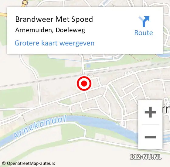 Locatie op kaart van de 112 melding: Brandweer Met Spoed Naar Arnemuiden, Doeleweg op 12 augustus 2022 00:12