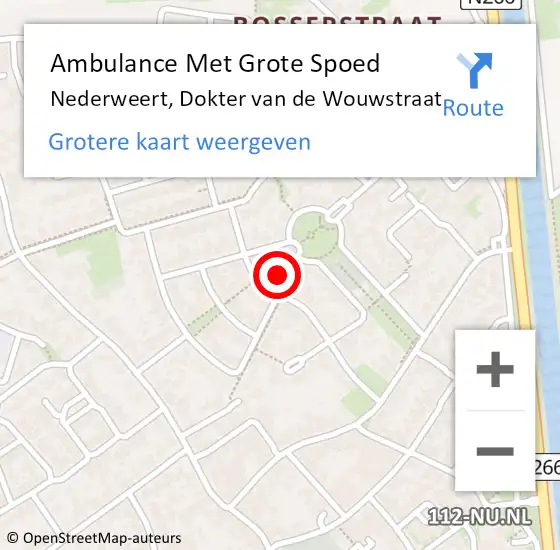 Locatie op kaart van de 112 melding: Ambulance Met Grote Spoed Naar Nederweert, Dokter van de Wouwstraat op 12 augustus 2022 00:16