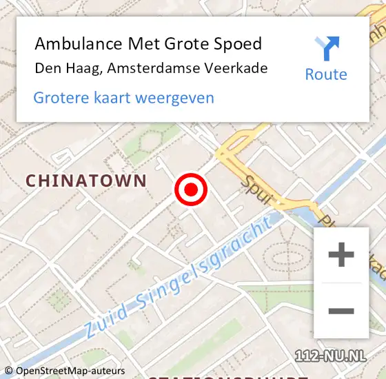 Locatie op kaart van de 112 melding: Ambulance Met Grote Spoed Naar Den Haag, Amsterdamse Veerkade op 12 augustus 2022 00:22