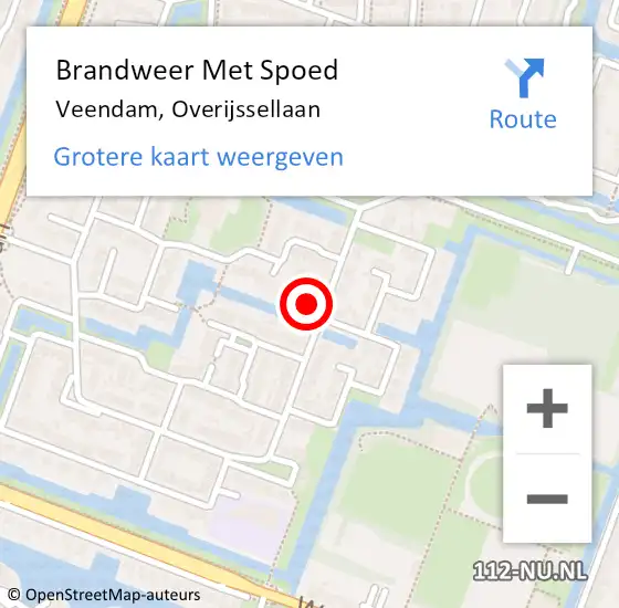 Locatie op kaart van de 112 melding: Brandweer Met Spoed Naar Veendam, Overijssellaan op 12 augustus 2022 00:27