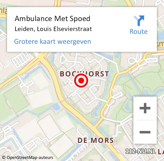 Locatie op kaart van de 112 melding: Ambulance Met Spoed Naar Leiden, Louis Elsevierstraat op 12 augustus 2022 00:36