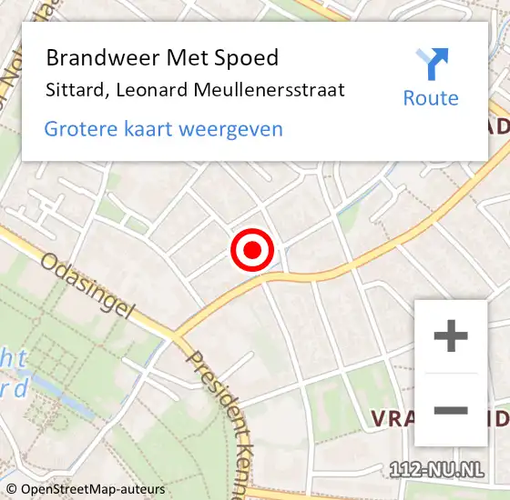 Locatie op kaart van de 112 melding: Brandweer Met Spoed Naar Sittard, Leonard Meullenersstraat op 12 augustus 2022 01:33